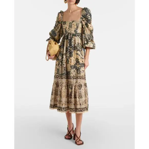 ULLA JOHNSON Natilda Puff Sleeve Midi Dress in Bellflower Size 8 - Picture 3 of 11